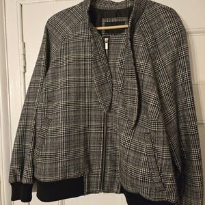 Eloquii Houndstooth Zip-Up Jacket